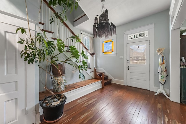 811 18th St, Galveston, TX 77550 - foyer featuring stairs, a chandelier, and hardwood / wood-style floors