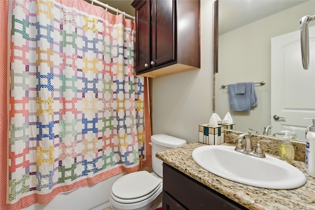 2209 Parker Ct, Brenham, TX 77833 - bathroom featuring vanity, toilet, and shower / bath combination with curtain