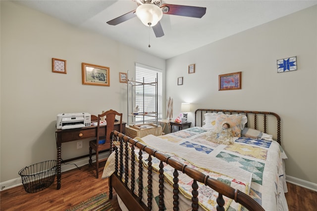 2209 Parker Ct, Brenham, TX 77833 - bedroom featuring wood finished floors, baseboards, and a ceiling fan