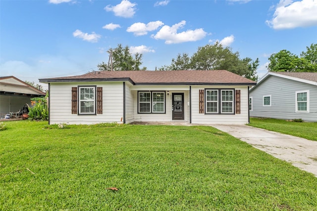 2032 Vince St, Pasadena, TX 77502 - ranch-style home featuring a front lawn, covered porch, and concrete driveway