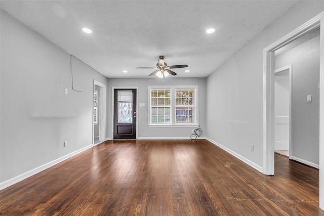 2032 Vince St, Pasadena, TX 77502 - entrance foyer featuring ceiling fan, dark wood-style flooring, recessed lighting, and baseboards