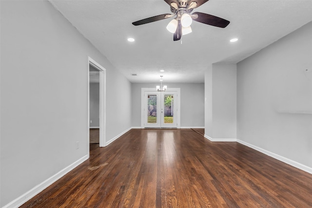 2032 Vince St, Pasadena, TX 77502 - spare room featuring wood finished floors, baseboards, recessed lighting, a chandelier, and ceiling fan