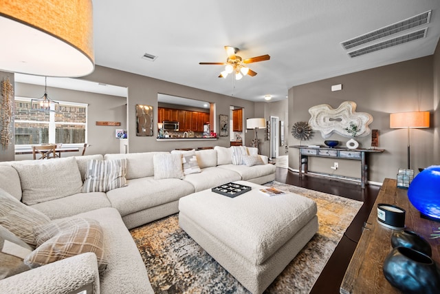 13526 Astley Acres Ln, Cypress, TX 77429 - living area with ceiling fan and wood finished floors
