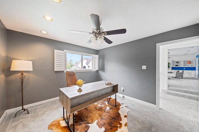 20234 Brondesbury Dr, Katy, TX 77450 - office with carpet, ceiling fan, baseboards, and recessed lighting