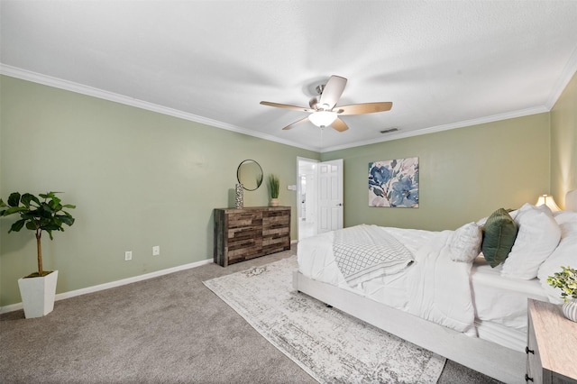 20234 Brondesbury Dr, Katy, TX 77450 - carpeted bedroom featuring crown molding, baseboards, and ceiling fan