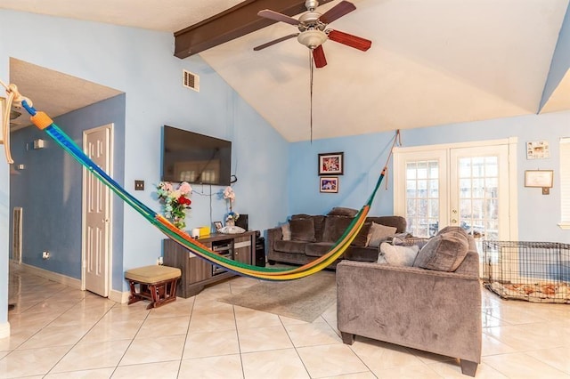 12356 Newbrook Dr, Houston, TX 77072 - living area featuring ceiling fan, french doors, and baseboards