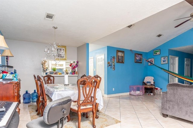 12356 Newbrook Dr, Houston, TX 77072 - dining area with a chandelier, a ceiling fan, and light tile patterned floors