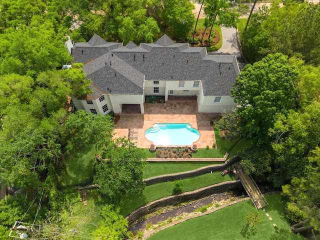 10918 Wickline Dr, Hunters Creek Village, TX 77024 - aerial view of property and surrounding area with a pool