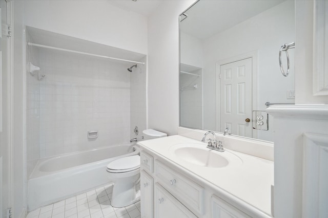 10918 Wickline Dr, Hunters Creek Village, TX 77024 - bathroom with shower / bath combination, vanity, toilet, and tile patterned flooring