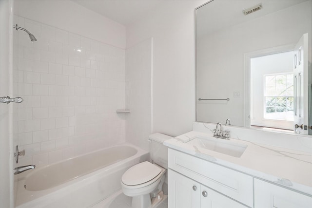 10918 Wickline Dr, Hunters Creek Village, TX 77024 - bathroom with vanity, toilet, and shower / washtub combination
