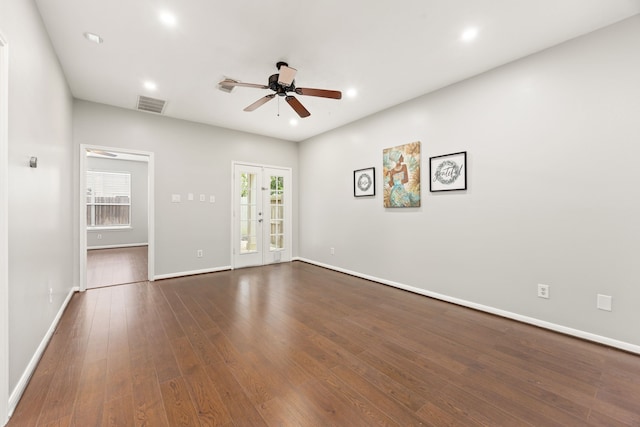 3639 Burning Palms Ct, Houston, TX 77042 - unfurnished room featuring ceiling fan, baseboards, dark wood finished floors, and recessed lighting