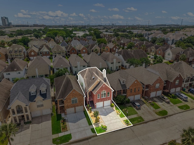 3639 Burning Palms Ct, Houston, TX 77042 - aerial perspective of suburban area with property parcel outlined