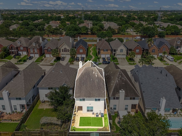 3639 Burning Palms Ct, Houston, TX 77042 - aerial perspective of suburban area featuring property parcel outlined