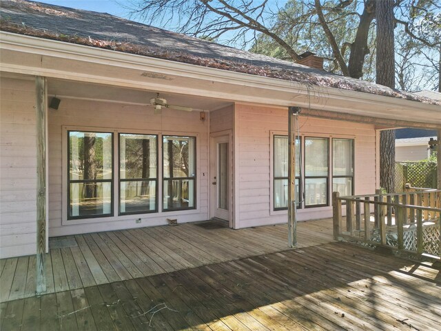 1925 E Lake Dr, Huntsville, TX 77340 - wooden terrace featuring a ceiling fan
