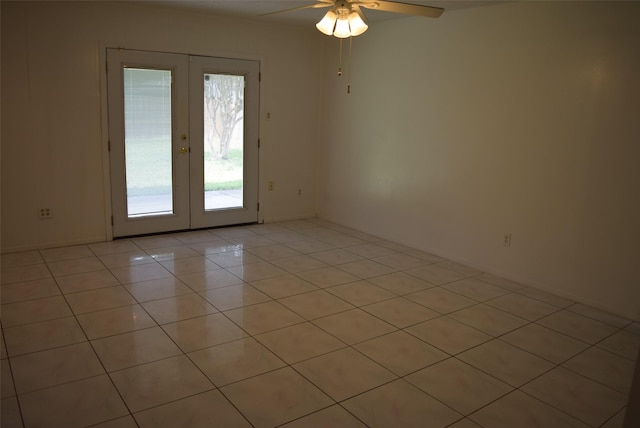 611 Glenvale Dr, Houston, TX 77060 - unfurnished room featuring french doors, light tile patterned floors, plenty of natural light, and ceiling fan