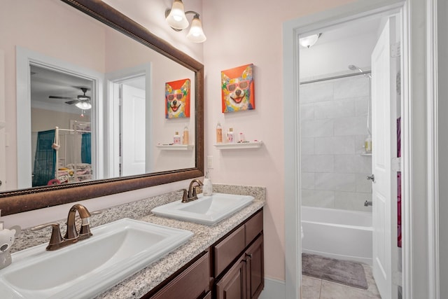 4314 Hadleigh Ln, College Station, TX 77845 - full bath with double vanity,  shower combination, and tile patterned flooring