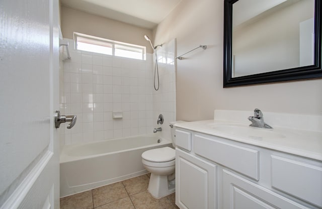3410 Walden Creek Ln, Pearland, TX 77581 - bathroom with vanity, toilet, washtub / shower combination, and tile patterned floors