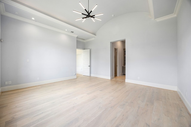 19111 N Frio River Cir, Cypress, TX 77433 - spare room with light wood-type flooring, baseboards, lofted ceiling, and recessed lighting