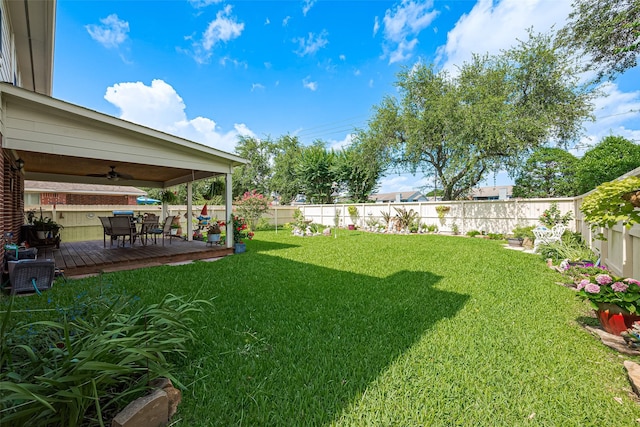 4223 Warwick Dr, Pasadena, TX 77504 - view of yard featuring a ceiling fan and a deck