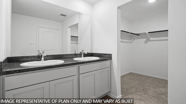 1354 Heather Rosewood Ln, Conroe, TX 77301 - bathroom featuring double vanity and a spacious closet