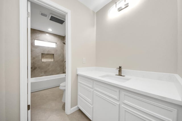 15707 Steamboat Ln, Houston, TX 77079 - full bathroom featuring toilet, vanity, bathing tub / shower combination, and baseboards