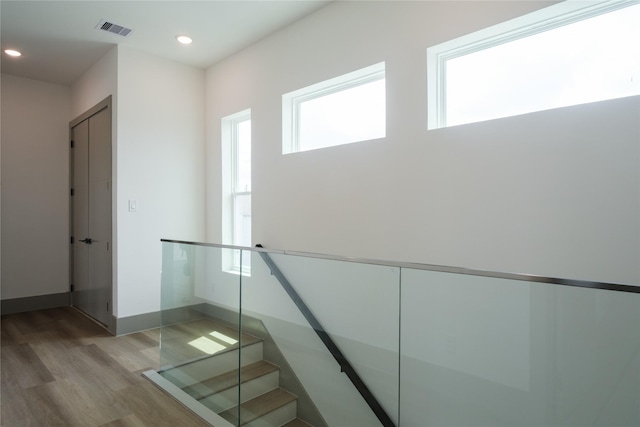 1053 W 15th 1/2 St, Houston, TX 77008 - stairs featuring wood finished floors and recessed lighting