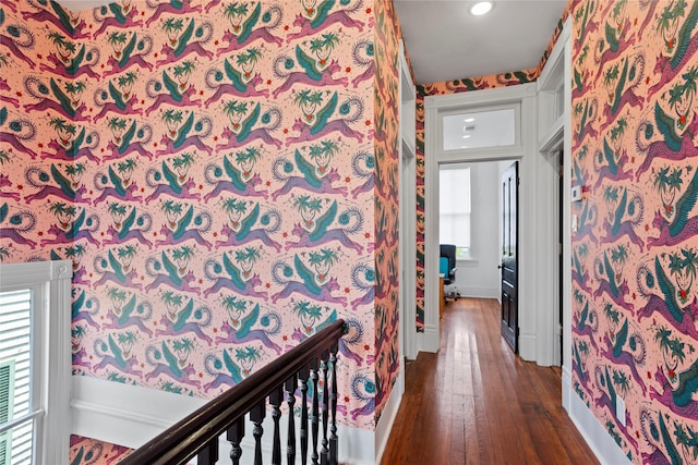 1416 Rosenberg St, Galveston, TX 77550 - hallway featuring hardwood / wood-style flooring and recessed lighting