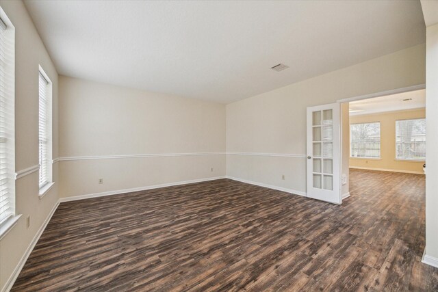 16403 Wellers Way, Houston, TX 77095 - unfurnished room featuring dark wood-type flooring, baseboards, and french doors