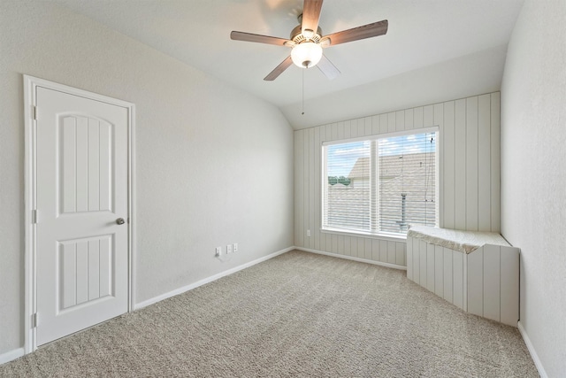 4430 Lone Alcove Dr, Spring, TX 77386 - empty room with light colored carpet, radiator heating unit, a ceiling fan, lofted ceiling, and baseboards