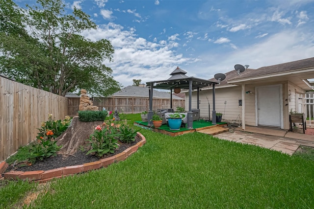 211 Aberdeen St, Stafford, TX 77477 - fenced backyard with a gazebo