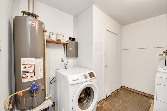 1831 Watercrest Dr, Houston, TX 77008 - laundry area with water heater, washer / clothes dryer, and electric panel