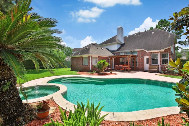3006 Nickleby Ct, Katy, TX 77494 - view of pool featuring a patio, a fenced backyard, and a pool with connected hot tub