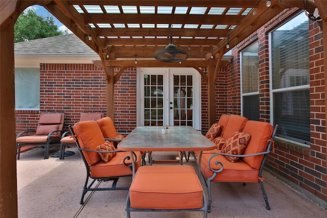 3006 Nickleby Ct, Katy, TX 77494 - view of patio featuring a pergola, french doors, and outdoor dining area