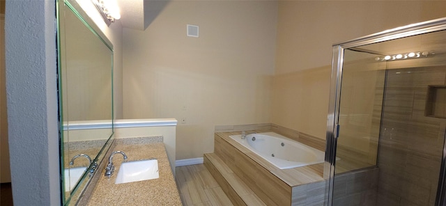 1538 Ridgebriar Dr, Houston, TX 77014 - bathroom featuring vanity, a bath, and a shower stall