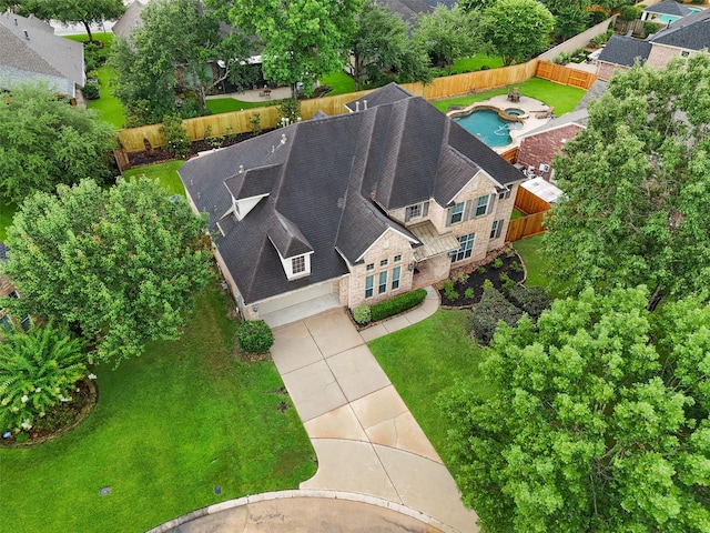 6014 Shady Birch Holw, Houston, TX 77345 - aerial view of property and surrounding area featuring a pool area