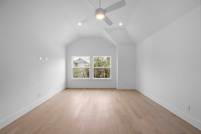 224 W 23rd St Unit B, Houston, TX 77008 - bonus room featuring ceiling fan, baseboards, light wood-style floors, recessed lighting, and lofted ceiling