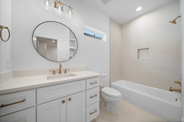 224 W 23rd St Unit B, Houston, TX 77008 - full bathroom with vanity, toilet, shower / bath combination, and recessed lighting