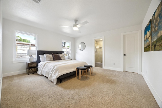 4601 Creekbend Dr, Houston, TX 77035 - bedroom featuring carpet, ceiling fan, and connected bathroom