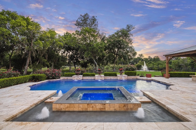 19 Sanctuary Trl, Missouri City, TX 77459 - outdoor pool featuring a gazebo, an in-ground hot tub, and a patio area