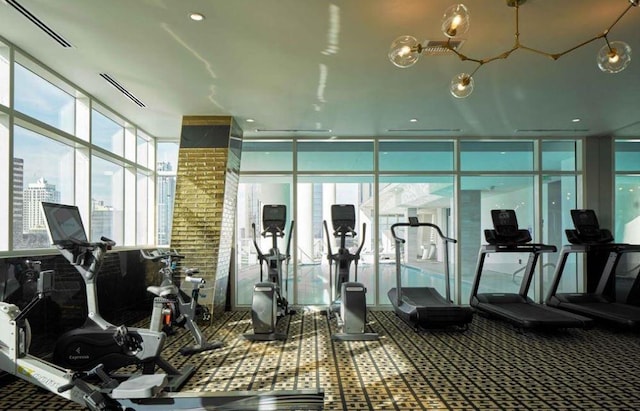 4521 San Felipe St Unit 2601, Houston, TX 77027 - gym with plenty of natural light and expansive windows