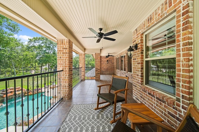 77 Big Trl, Missouri City, TX 77459 - balcony with a ceiling fan and view of pool area