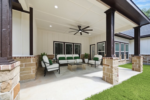26800 Saddle Horn, Waller, TX 77484 - view of patio / terrace featuring an outdoor living space and ceiling fan