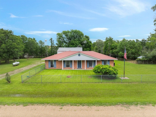 2715 Tinkler St, Rock Island, TX 77470 - ranch-style house featuring brick siding, metal roof, and a porch