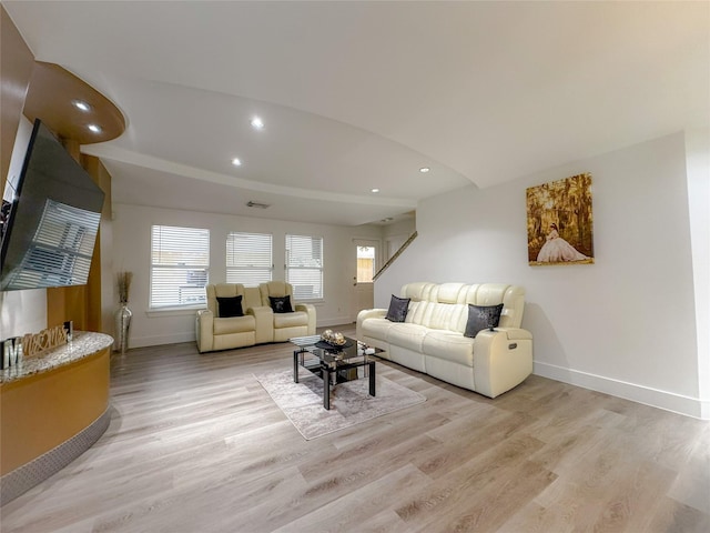 18323 River Sage Dr, Houston, TX 77084 - living area featuring baseboards, light wood-style flooring, and recessed lighting