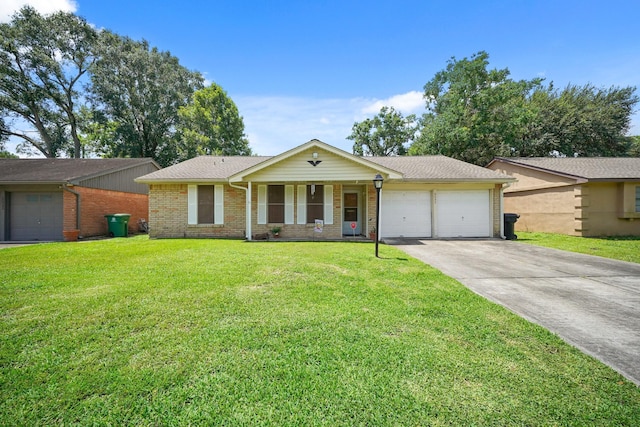 6027 Dellfern Dr, Houston, TX 77035 - ranch-style house with an attached garage, concrete driveway, a front lawn, and brick siding