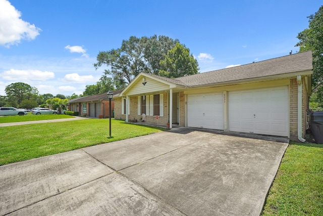 6027 Dellfern Dr, Houston, TX 77035 - ranch-style home featuring brick siding, driveway, a front lawn, and a garage