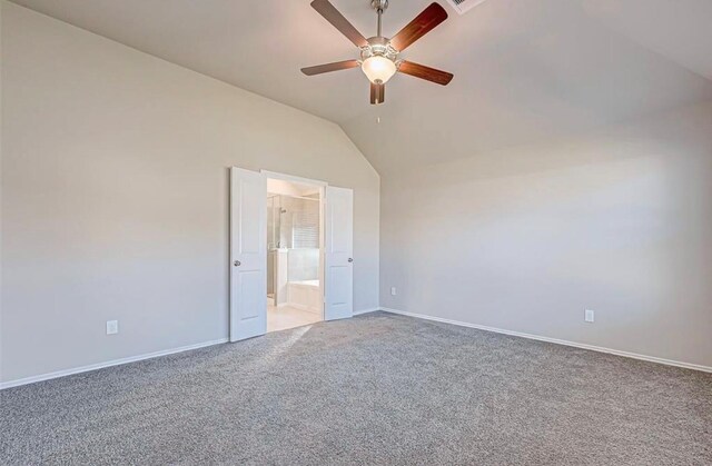 1330 Munson Valley Rd, Richmond, TX 77406 - unfurnished room featuring vaulted ceiling, a ceiling fan, light carpet, and baseboards