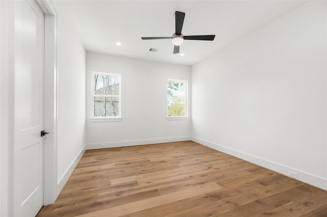 1611 Richelieu Ln, Houston, TX 77018 - empty room with a ceiling fan, light wood-type flooring, and recessed lighting