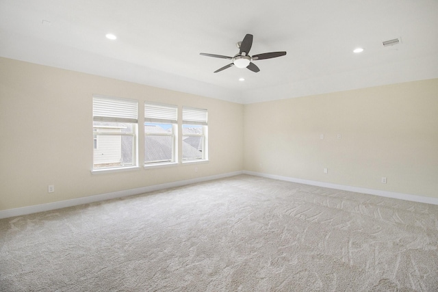 19903 Mulberry Pine Ln, Cypress, TX 77429 - empty room featuring ceiling fan, baseboards, light carpet, and recessed lighting