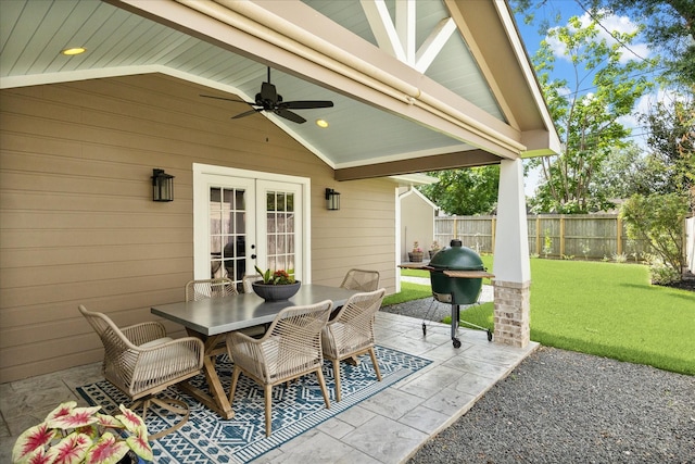 1709 Chantilly Ln, Houston, TX 77018 - view of patio / terrace with french doors, ceiling fan, and outdoor dining area